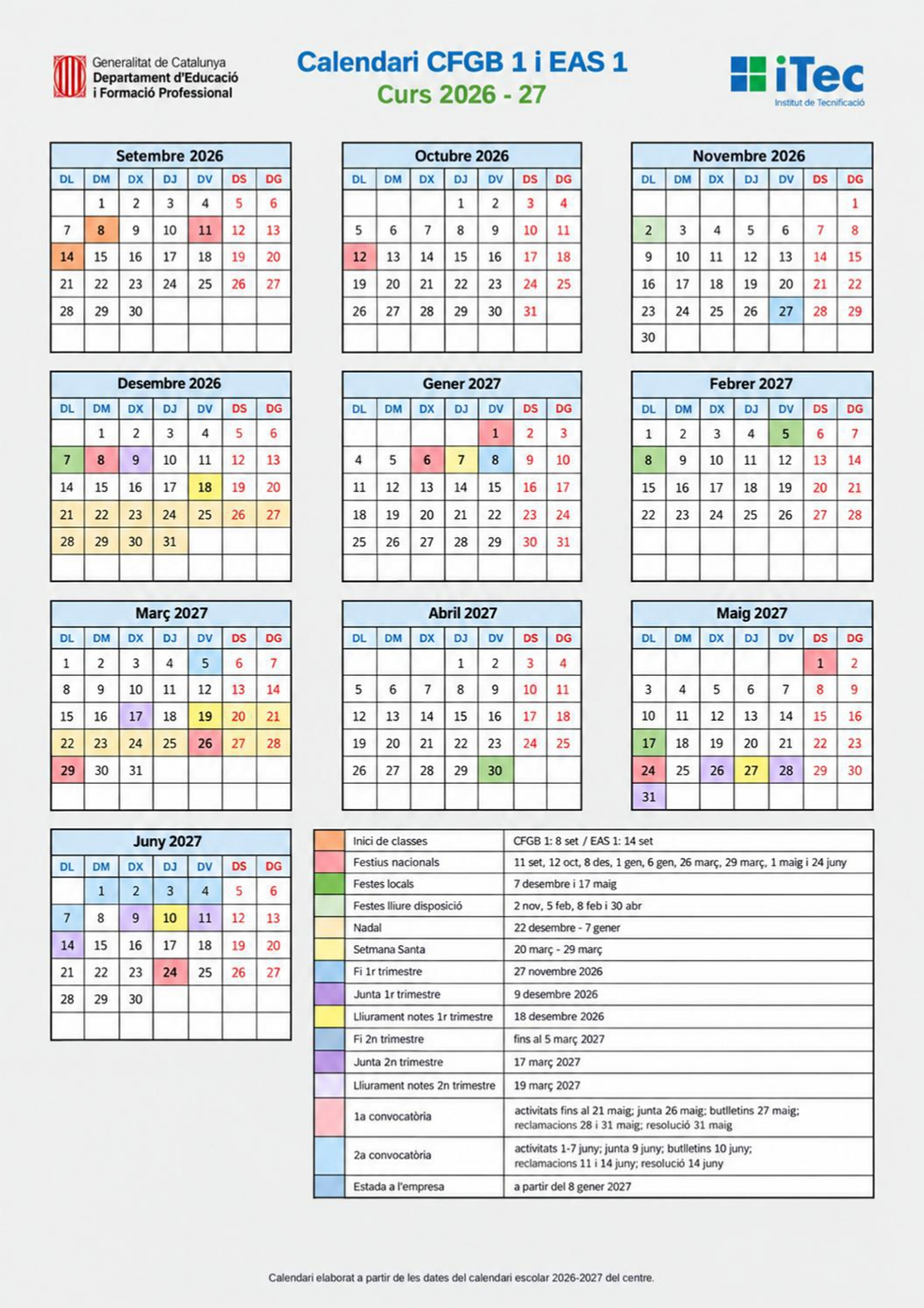Calendari CFGB 1 - EAS 1